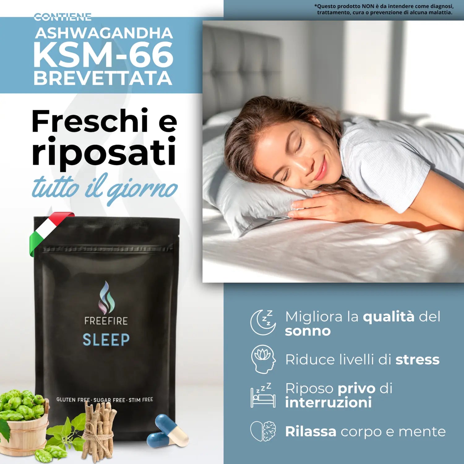 FreeFire Sleep - Integratore per il sonno - 60 capsule