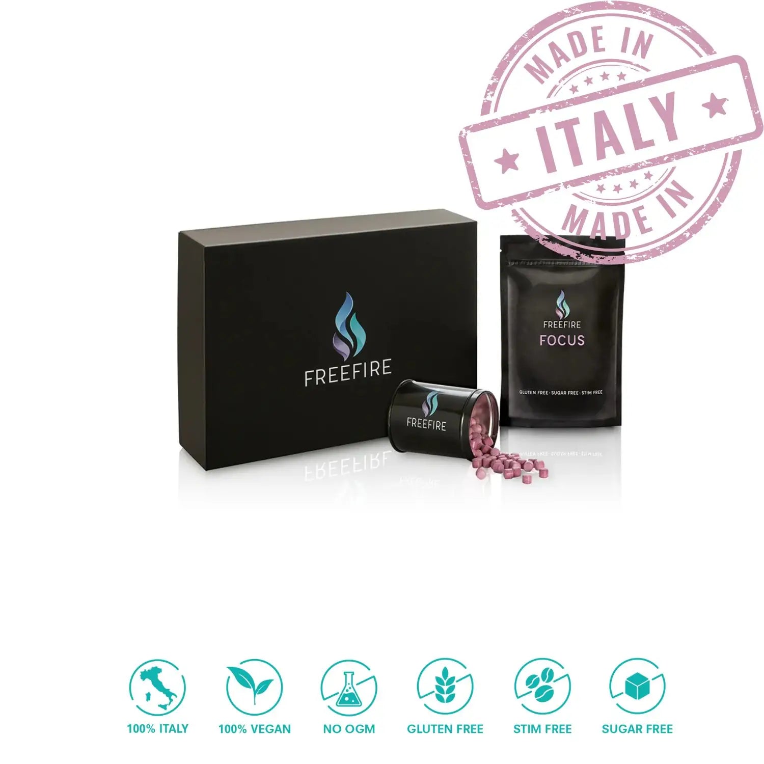 FreeFire | Focus Welcome Pack- integratore per la concentrazione e la lucidità mentale, sentiti più concentrato, lucido e produttivo ogni giorno